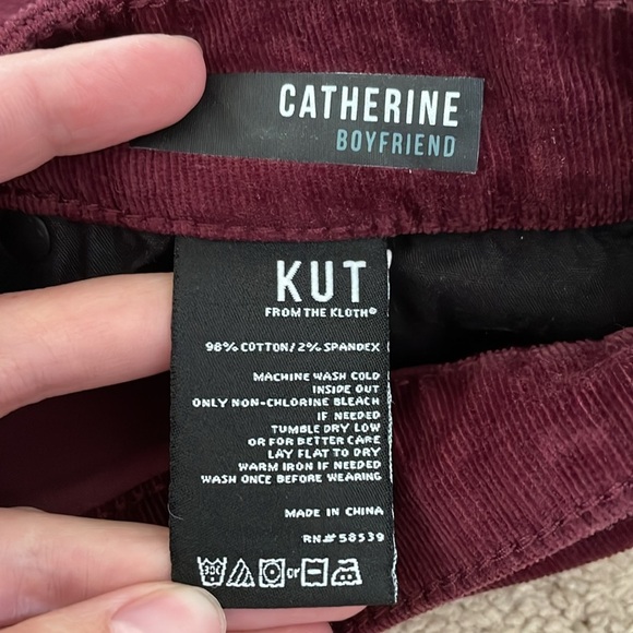 Kut From The Kloth Catherine Boyfriend Jean Mid Rise Women’s 4 Burgundy Wine - Picture 4 of 12